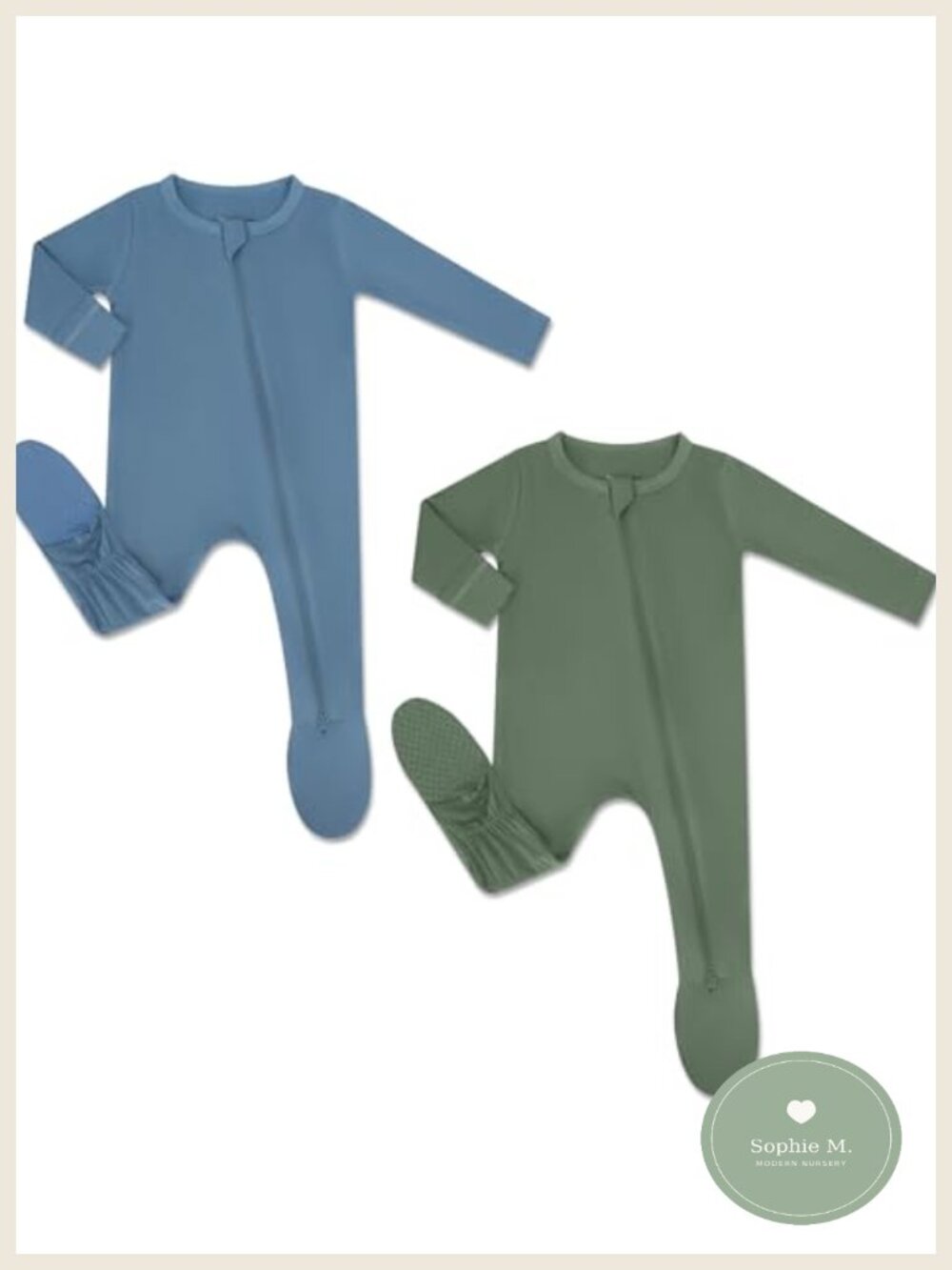 HAPIU Rayon from Bamboo Baby Pajamas Footies 2 Way Zipper Sleepers